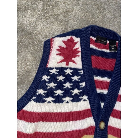 VTG Structure Knit Vest Made in USA Multi-Cultural National Flag Unisex Medium - Picture 3 of 11